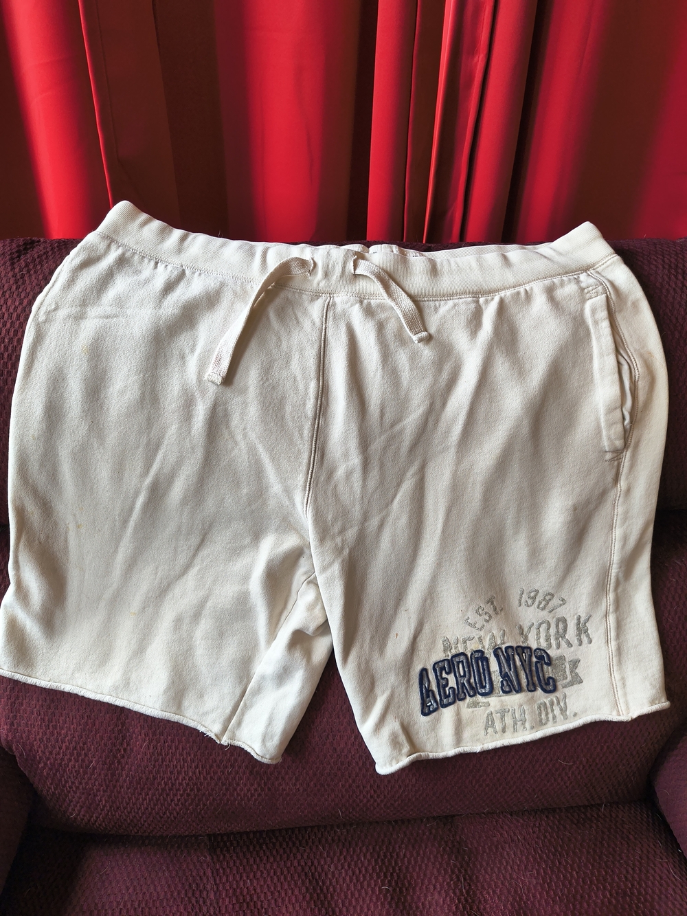 aeropostale White Men's Drawstring Athletic Shorts cream color xlarge